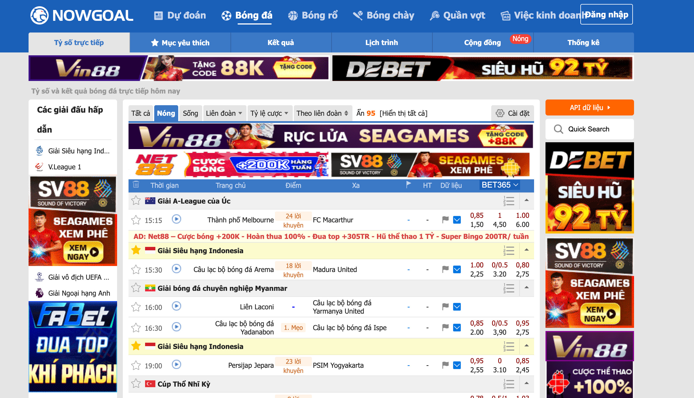 Tỷ số bóng đá Nowgoal có giao diện trực quan